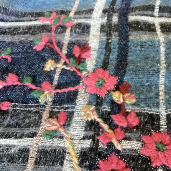 Embroidered plaid poncho by Anthropologie OS - Picture 6 of 8